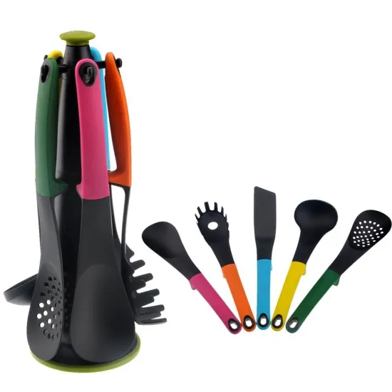 5-in-1 Nylon Cooking Utensils Kitchen Tools Set with Hanging Stand