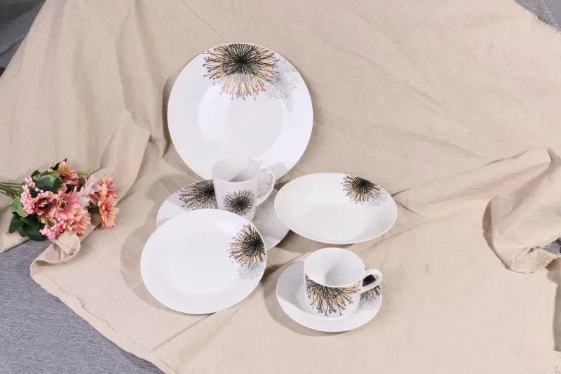 20PCS Eco-Friendly Healthy Luxury Dinner Set with Colorful Decal Porcelainware