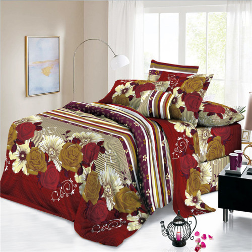 Striped Floral Printed Polyester Home Textiles Bed Sheets