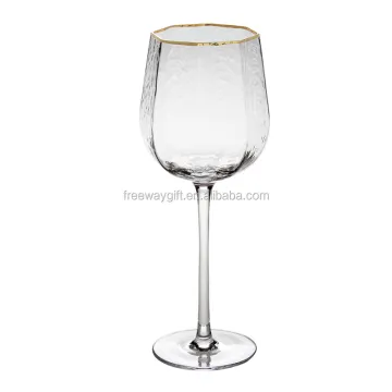 best price ribbed wine glass with gold rim