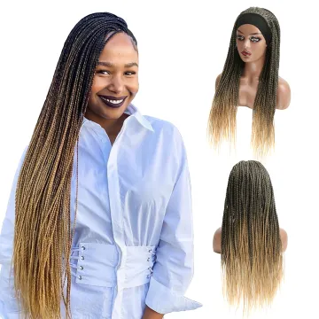 Ombre Wholesale Braiding Fiber Box Hair Extensions Bundles Braided  For Black Women Headband Wig Braid Synthetic Hair Wigs