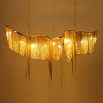 Industrial Vintage Tassel Hanging Lamp - Modern Aluminum Chain Ceiling Chandelier Pendant Light