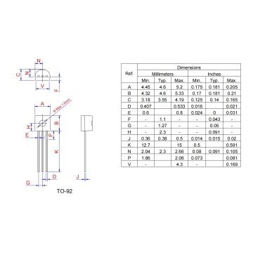 High dv/dt rate TO-92 MCR100-6 Series 0.8A Sensitive SCRs