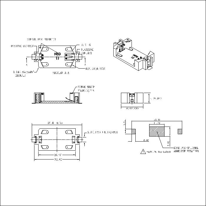 CR2450 HOLDER με επιφανειακή τοποθέτηση ταινιών/συσκευασίας κύλινδρου