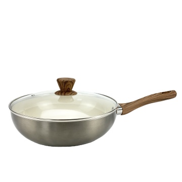 Keramik Non-Stick Coating Induction Aluminium Wok dengan pegangan bakelite
