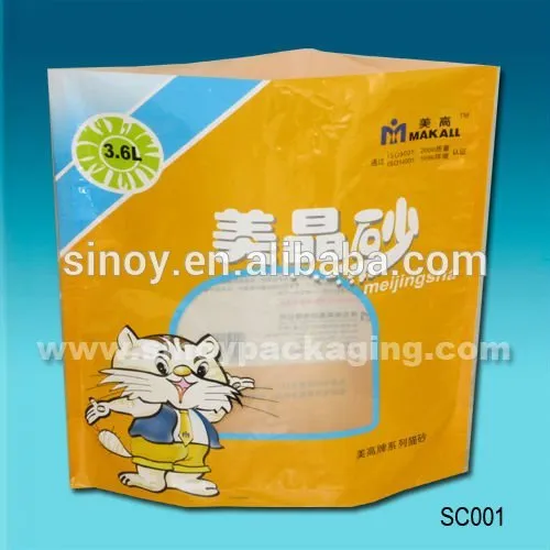 wide-used stand-up laminated cat litter packaging bag