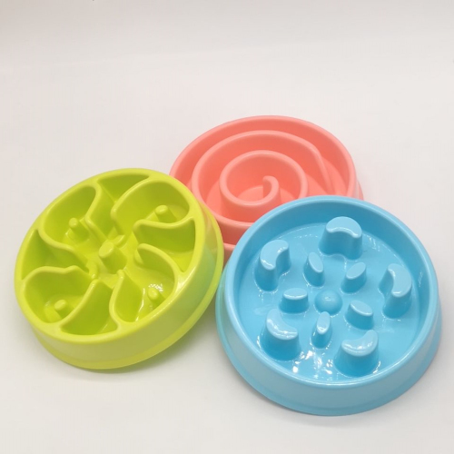 Colorful Bowl Pet Container Dog Dish Pad Food Water Feeder Eat Slow Puppy Cat Pet Exercise Practical Product