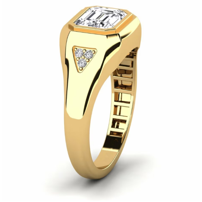 Cincin Lelaki Emas 14K yang Elegan dengan Potongan Zamrud Tumbuh Makmal