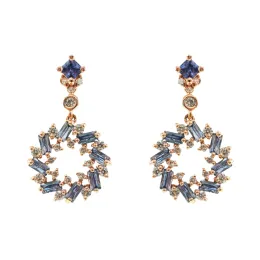 925 Sterling Silver Sapphire CZ Dangle Drop Earrings
