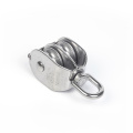 Double wheel lifting pulley block with swivel ring