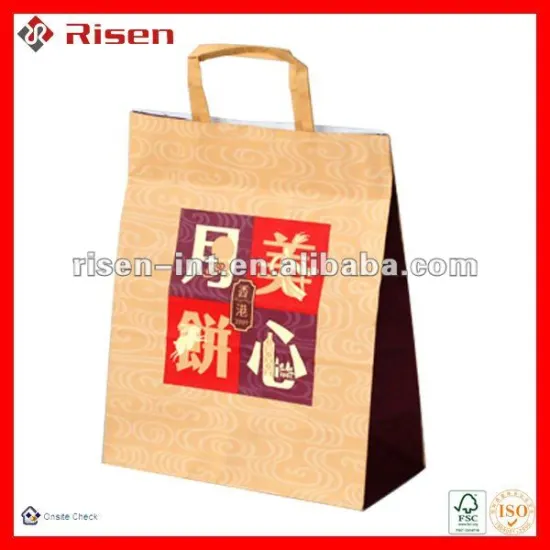 Eco-friendly kraft food paper bags with handle