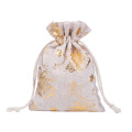 Printed Christmas Gift Burlap Drawstring Bags