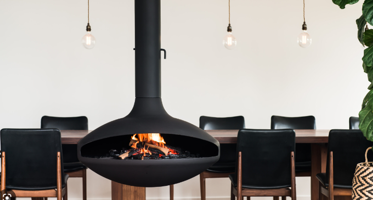 Indoor Corten Ssteel Black Hanging Kamin Feuerstelle