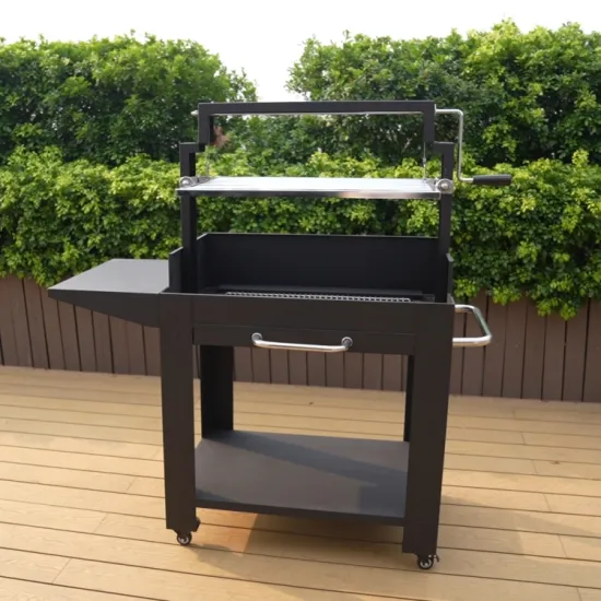 Black Adjustable Cooking High Outdoor Barbecue Heavy Duty Trolley Santa Maria Grill Charcoal Argentina Bbq Grill