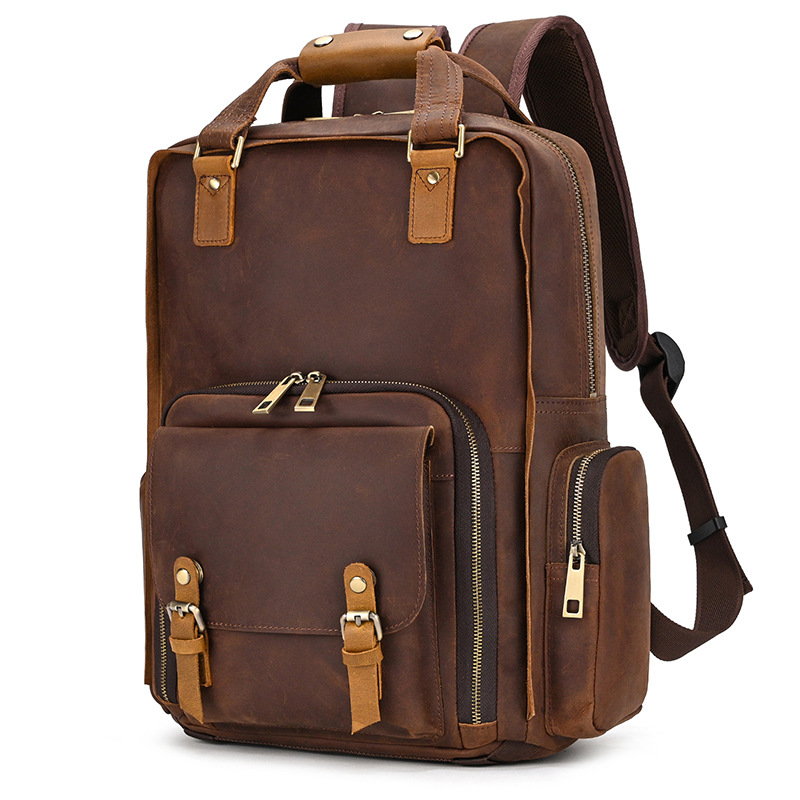 Large Vintage Full Grain Leather Backpack