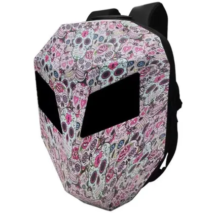 Programmable LED Knight Backpack - Waterproof Hard Shell Travel Bag for Motorcycles