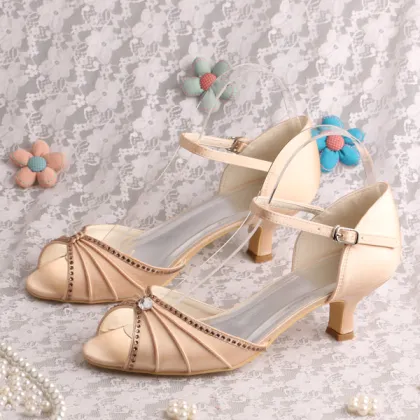 Silver Evening Shoes Low Heel Sandals