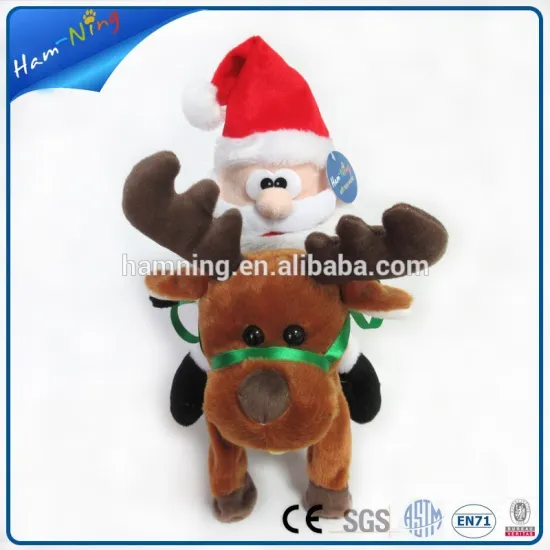 Soft walking santa Claus ride a deer christmas toy with movement