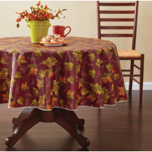 Tablecloth PE with Needle-punched Cotton Leaves Round