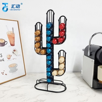 Wire Black Cactus-Shaped Nespresso Coffee Capsule Holder and Display Stand