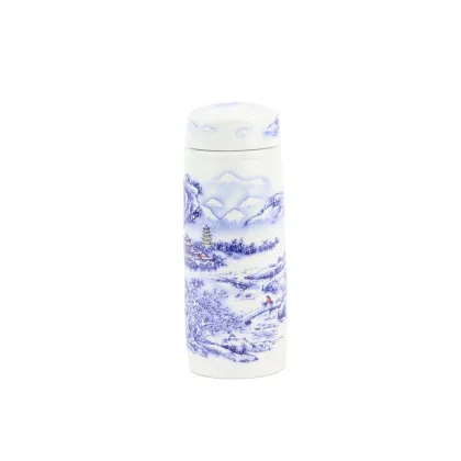 RZNU01-ABC Blue and White Porcelain Thermos Tea Cup