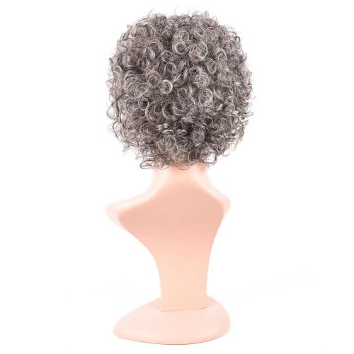 GREY COLOR CHEAP MACHINE MADE CURLY WIG