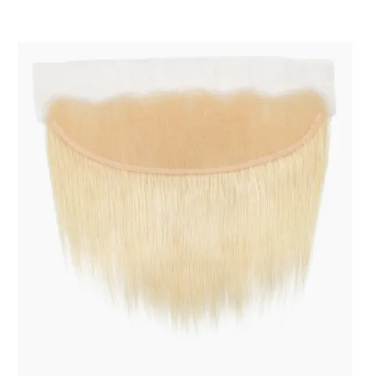 613 Blonde HD Lace Frontal Closure Straight Brazilian Human Hair Virgin Cuticle Aligned 613 Color 13X4 Transparent Lace Front