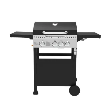 Portable Outdoor Gas Grill with Side Table and Trolley