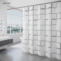 Square Pattern Waterproof Shower Curtains Polyester Simplicity Bath Screen Printed Curtain Toilet Bathroom Curtain Home Decor