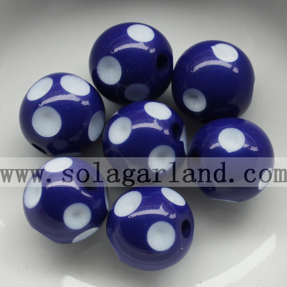 Wholesale 12-24MM Resin Polka Dot Beads Plastic Round Beads 