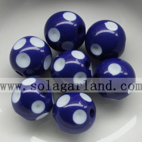 Groothandel 12-24 MM hars Polka Dot kralen Plastic ronde kralen