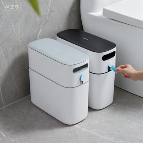 Rectangular Press Top Trash Can for Bathroom Kitchen Living Room