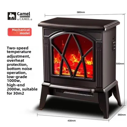 European Style Camel 3D Artificial Electric Fireplace Heater Stove Remote Controlled Living Room Heater Flame Mountain Flame