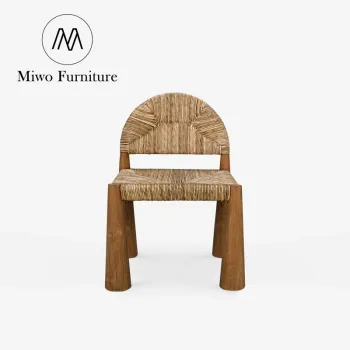Antique Colored Solid Wood Dining Chairs with Woven Rattan Seats for Modern Dining Rooms and Restaurants