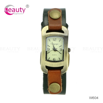 Best Gift Fashion Style Genuine Cow Green Leather Bracelets Watches
