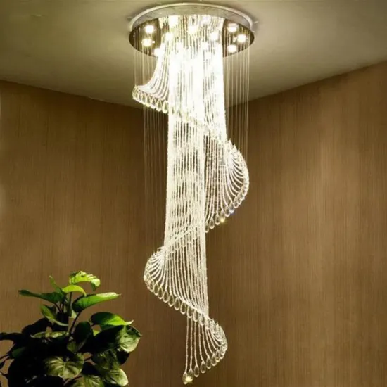 Spiral Crystal Beaded Pendant Lamp
