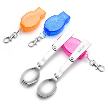 Hiking camping cutlery stainless steel folding spoon
