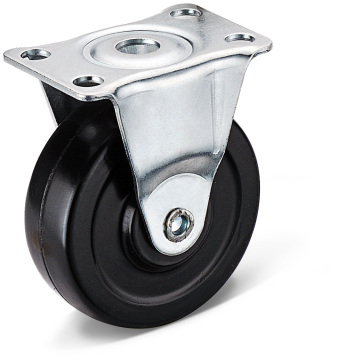 11 Series Black Rubber Flat Bottom Fixed Casters