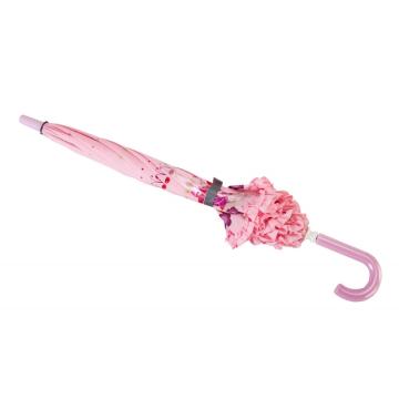 Girl's Pink Flower Kids Safety Open Umbrella