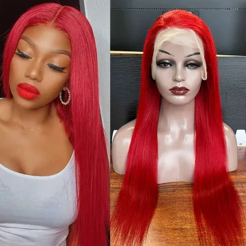 13x4 Lace Front Red Human Hair Wig, Remy Indian Human Hair Wigs Unprocessed ,Human Straight Hair Wig Pre Plucked