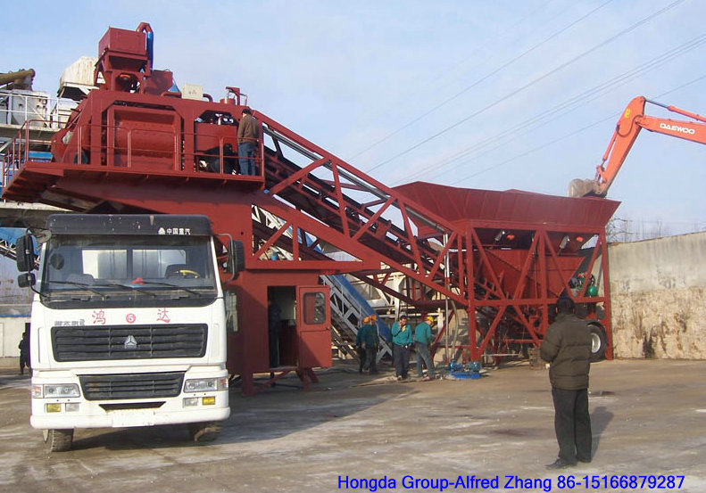 Hongda Good Quality 40m3/H Mobile Concrete Batching Plant