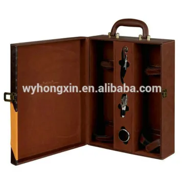 new design pu leather red wine packing box--2 bottles--2 bottles