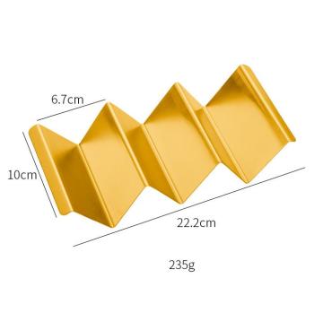 Premium Stainless Steel Taco Stand Rack with Gold Handles - Sustainable Metal Design for Plate Dishes and Food Service