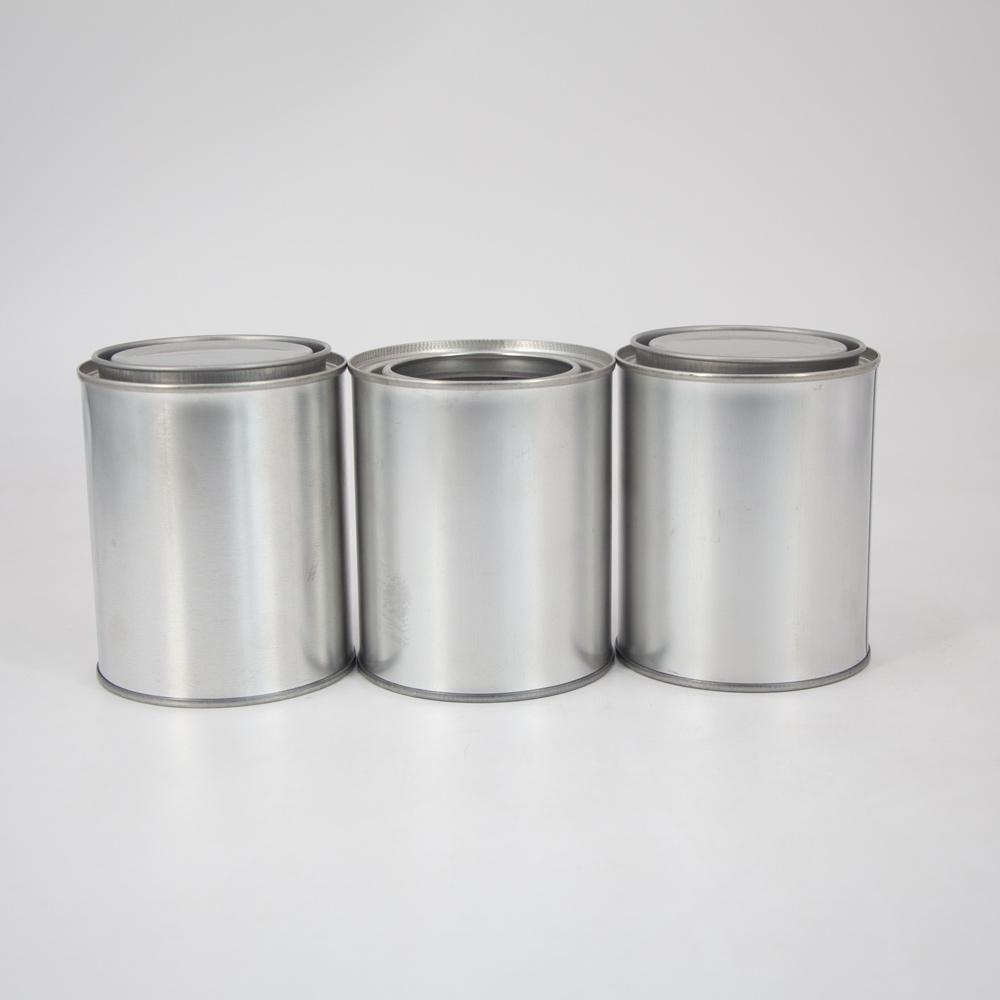 Screw top empty paint round metal tin cans