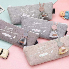 Custom luck rabbit style canvas pencil case