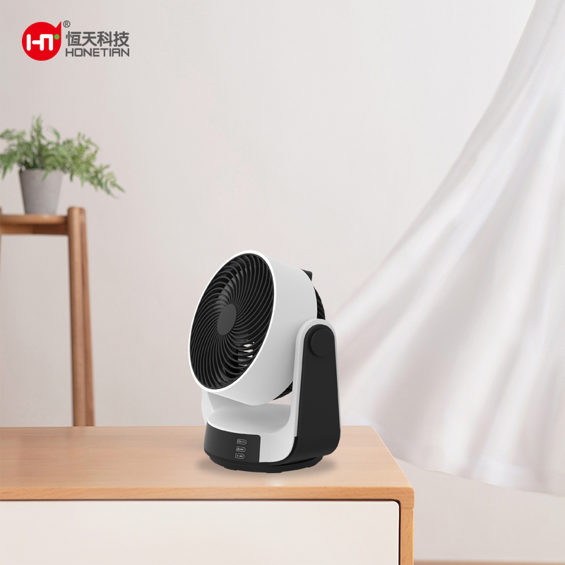 HONETIAN easy operation 3 gears wind speed 4 modes 9 timed white colour indoor plastics 8 inch 3 blades AC circulator table fan