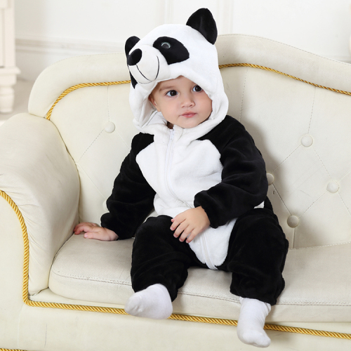 Cotton Animal Kapşonlu Sevimli Panda Erkek Bebek Tulum