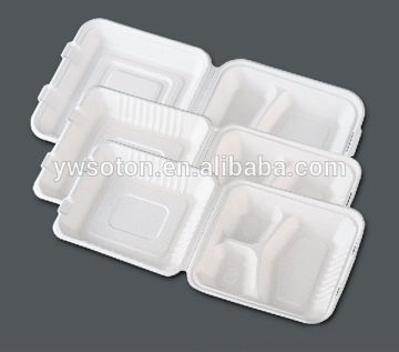 bagasse clamshell/biodegradeble clamshell/disposable Sugarcane pulp biodegradable container