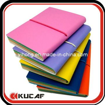 Landscape Elastic Closure PU Notebook with Colorful Paper