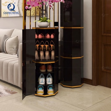 QIANCHENG 3-Tier Aluminum Shoe Rack - Rotating Space-Saving Cabinet
